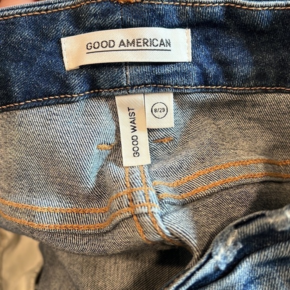 Good American Good Waist Distressed Ankle Jeans in Blue476 Size 8/29 - Picture 8 of 9